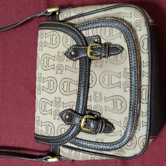 Etienne Aigner Brown and Tan Shoulder Bag with Signature Design - Picture 1 of 15